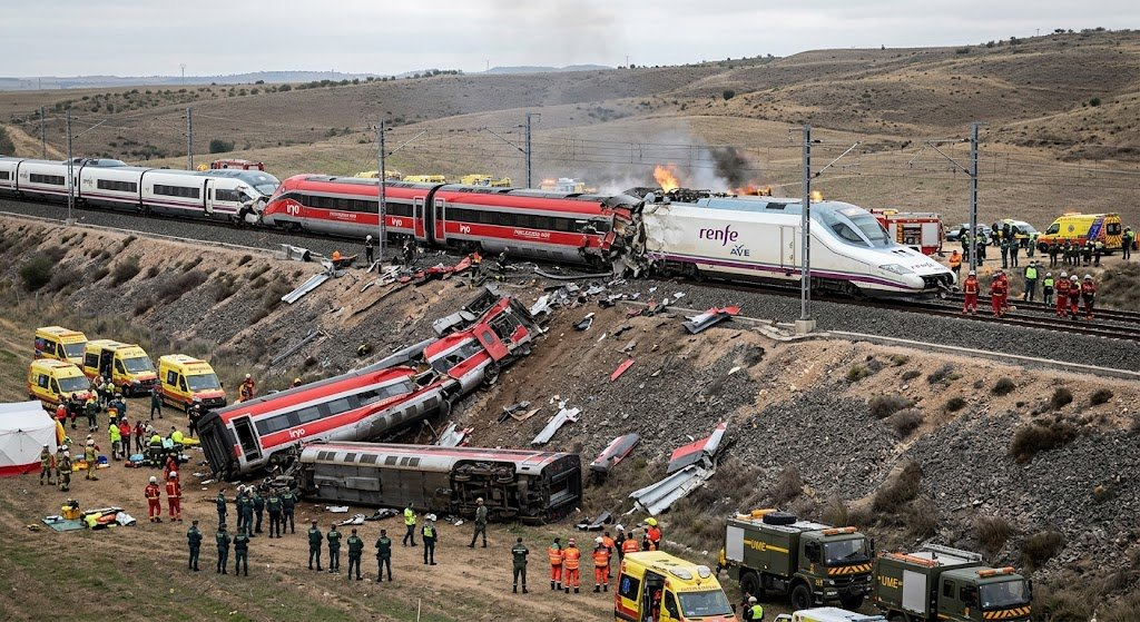 Sube a 74 muertos choque de trenes en Urda, España
