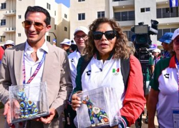 Rommel Pacheco y María José Alcalá durante los Juegos Centroamericanos.