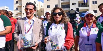 Rommel Pacheco y María José Alcalá durante los Juegos Centroamericanos.