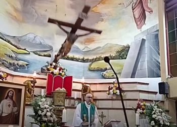VIDEO; Sacerdote fallece al caerle una cruz durante misa en vivo
